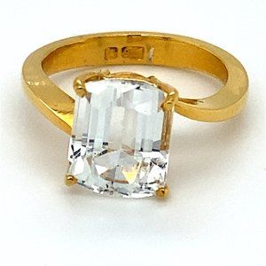 Goshenite 4.05ct Solid 22K Yellow Gold Ring